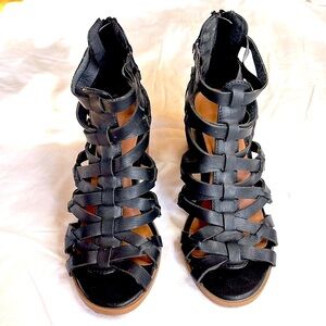 Black Strappy Heeled Sandals